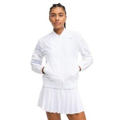 Damska kurtka tenisowa sport.tennis Siroko Backhand White. Białe kurtki sportowe SIROKO, bez wzorów, prążkowane, bez kaptura, na fitness i siłownię. Za 338.00 zł.