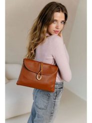 Anna Morellini Skórzana torebka "Gelita" w kolorze jasnobrązowym - 32 x 22 x 5 cm rozmiar: onesize. Brązowe torby na ramię Anna Morellini, bez wzorów, z materiału, na ramię, bez dodatków. Za 295.99 zł.