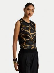 LAUREN RALPH LAUREN Bluzka 200P13976001 Czarny Regular Fit. Czarne bluzki Lauren Ralph Lauren, m, bez wzorów, z syntetyku, bez kołnierzyka, bez ramiączek. Za 819.99 zł.