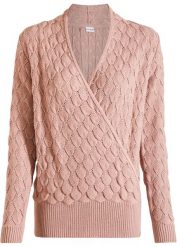 Sweter ażurowy w optyce kopertowego. Czarne swetry bonprix, w ażurowe wzory, bez ramiączek. Za 109.99 zł.