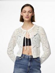 Pieces Kardigan w kolorze białym rozmiar: L. Białe kardigany Pieces, l, bez wzorów, z bawełny. Za 57.33 zł.