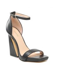 Guess Sandały Morra FL5MRR LEA03 Czarny. Czarne sandały Guess, z aplikacjami, ze skóry, bez obcasa, na słupku, bez zapięcia. Za 419.99 zł.