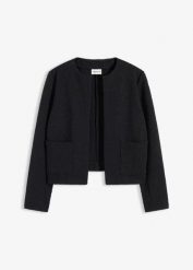 Krótki żakiet z dżerseju. Czarne marynarki i żakiety bonprix, bez wzorów, z dżerseju, eleganckie. Za 129.99 zł.