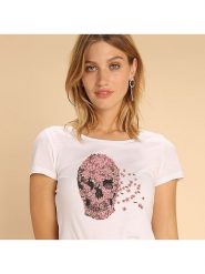 WOOOP Koszulka "Beautiful Death" w kolorze białym rozmiar: L. Białe bluzki Wooop, l, bez wzorów, bez kołnierzyka, bez ramiączek. Za 56.99 zł.