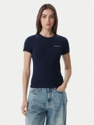 Tommy Jeans T-Shirt Ess Logo DW0DW23479 Granatowy Slim Fit. Niebieskie t-shirty Tommy Jeans, m, bez wzorów, z bawełny, bez kołnierzyka, bez ramiączek. Za 129.99 zł.