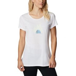 Koszulka trekkingowa damska Columbia Daisy Days Graphic. Białe bluzki Columbia, s, bez wzorów, sportowe, bez kołnierzyka, bez ramiączek. Za 59.99 zł.