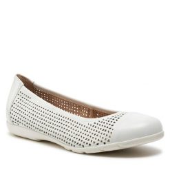 Baleriny Caprice. Białe baleriny Caprice, bez wzorów, bez obcasa. Za 199.99 zł.