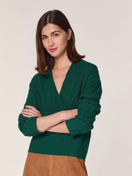 Rodier Wełniany sweter w kolorze zielonym rozmiar: S. Zielone swetry Rodier, s, bez wzorów, z wełny, bez ramiączek. Za 300.92 zł.