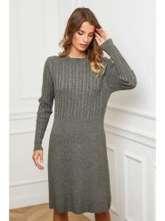 Joséfine Sukienka dzianinowa "Garcy" w kolorze oliwkowym rozmiar: XL. Brązowe sukienki Joséfine, xl, bez wzorów, z dzianiny, bez kołnierzyka, bez ramiączek, midi, rozkloszowane. Za 208.99 zł.