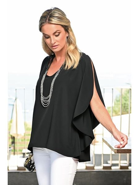 Bleu d'Azur Bluzka "Daikiri" w kolorze czarnym rozmiar: 34-38. Czarne bluzki Bleu d'Azur, w ażurowe wzory, klasyczne, bez kołnierzyka, bez ramiączek. Za 48.39 zł.