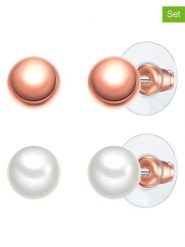 Yokoamii Pozłacane kolczyki-wkrętki (2 pary) z perłami rozmiar: onesize. Białe kolczyki Yokoamii, z perłą, metalowe. Za 34.99 zł.