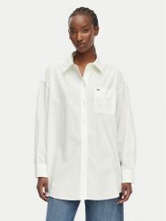 Tommy Jeans Koszula Essential DW0DW22936 Biały Oversize. Białe koszule Tommy Jeans, l, bez wzorów, z bawełny, bez kołnierzyka, bez ramiączek. Za 449.99 zł.