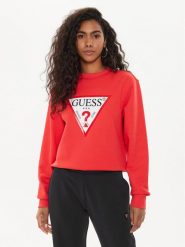 Guess Bluza W2YQ16 KBA11 Czerwony Regular Fit. Czerwone bluzy Guess, s, z aplikacjami, z bawełny, bez kaptura. Za 179.99 zł.