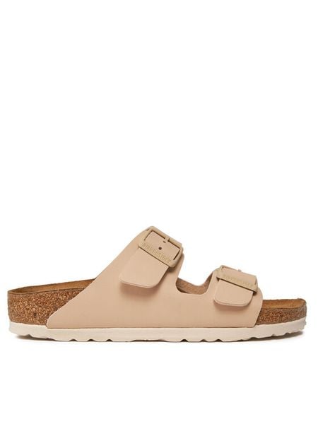 Birkenstock Klapki Arizona Birko-Flor 1027723 Beżowy. Brązowe klapki Birkenstock, bez wzorów, ze skóry, bez obcasa. Za 323.99 zł.