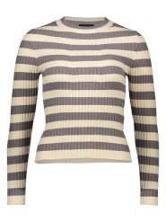 Pieces Sweter "Crista" w kolorze kremowo-szarym rozmiar: XS. Brązowe swetry Pieces, xs, bez wzorów, ze splotem, bez ramiączek. Za 41.79 zł.
