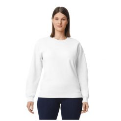 Bluza Polarowa Unisex Dla Dorosłych Softstyle Midweight Crew Neck Fleece Top. Białe bluzy GILDAN, m, bez wzorów, z bawełny, bez kaptura. Za 72.99 zł.