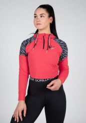 Zion Cropped Bluza z kapturem - Czerwony. Czerwone bluzy GORILLA WEAR, s, bez wzorów, z elastanu, z kapturem. Za 289.25 zł.