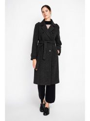 ASSUILI Płaszcz przejściowy w kolorze antracytowym rozmiar: 38. Czarne płaszcze Assuili, z aplikacjami, z tkaniny, bez kaptura. Za 438.21 zł.