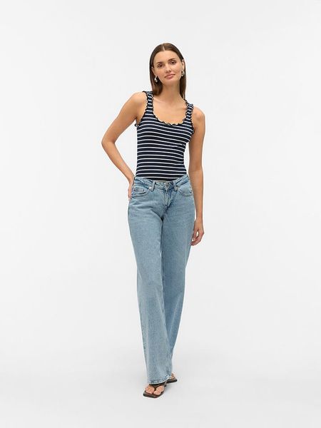 Vero Moda Top w kolorze granatowym rozmiar: S. Niebieskie topy Vero Moda, s, bez wzorów, bez kołnierzyka, bez ramiączek. Za 48.05 zł.