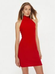 NORMA KAMALI Sukienka koktajlowa KK2243PLE24946 Czerwony Slim Fit. Czerwone sukienki Norma Kamali, xs, bez wzorów, z syntetyku, wizytowe, bez kołnierzyka, bez ramiączek. Za 469.99 zł.