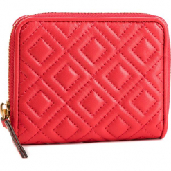 Mały Portfel Damski TORY BURCH - Fleming Medium 43558 Brilliant Red 612. Czerwone portfele Tory Burch, bez wzorów, ze skóry. Za 729.00 zł.