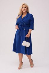 Elegancka szafirowa żakietowa sukienka Marietta XXL OVERSIZE WIOSNA JESIEŃ. Niebieskie sukienki Moda Size Plus Iwanek, do pracy, na jesień, l, bez wzorów, z elastanu, biznesowe, bez kołnierzyka, bez ramiączek, mini, oversize. Za 325.00 zł.