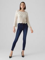 Vero Moda Sweter w kolorze kremowym rozmiar: XXL. Brązowe swetry Vero Moda, xxl, bez wzorów, z bawełny, bez ramiączek. Za 74.81 zł.