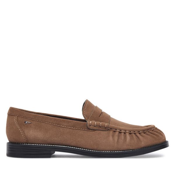 Lordsy Tamaris. Brązowe lordsy Tamaris, bez wzorów, bez obcasa, bez zapięcia. Za 394.99 zł.