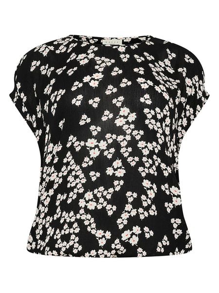 KAFFE curve Bluzka w kolorze czarno-kremowym rozmiar: 46. Czarne bluzki KAFFE curve, s, bez wzorów, z wiskozy, klasyczne, bez kołnierzyka, bez ramiączek. Za 65.69 zł.