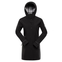 Płaszcz wodoodporny damski Alpine Pro Setija. Czarne płaszcze Alpine Pro, l, bez wzorów, bez kaptura. W wyprzedaży za 399.00 zł.