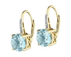 Kolczyki z żółtego złota z diamentami i topazami Sky Blue - próba 585. Niebieskie kolczyki Apart, z diamentem, złote. Za 2,459.00 zł.