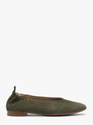 Zielone baleriny z kwadratowym noskiem. Zielone baleriny Ryłko, bez wzorów, ze skóry, bez obcasa. Za 299.99 zł.