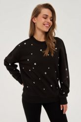 Bluza z dżetami czarna. Czarne bluzy sportowe MOODO, l, bez wzorów, z bawełny, bez kaptura. Za 149.99 zł.