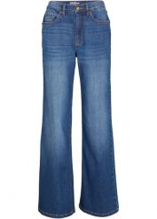 Dżinsy High Waist Wide Leg, z bawełny organicznej. Niebieskie jeansy bonprix, bez wzorów, z podwyższonym stanem. Za 149.99 zł.