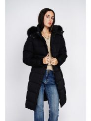 ASSUILI Płaszcz zimowy w kolorze czarnym rozmiar: 34. Czarne płaszcze Assuili, na zimę, bez wzorów, z puchu, bez kaptura. Za 282.99 zł.