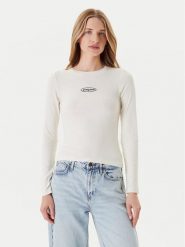 Guess Jeans Bluzka W5YP38 KA0H1 Écru Slim Fit. Bluzki Guess Jeans, xxl, z aplikacjami, z bawełny, bez kołnierzyka, bez ramiączek. Za 109.99 zł.