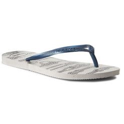 Japonki damskie Havaianas Brasil japonki Slim Nautical 41371250001. Szare klapki Havaianas, bez wzorów, z materiału, bez obcasa. Za 89.00 zł.