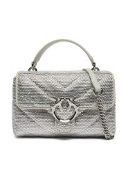 PINKO Torebka Love Lady Puff Mini Cl AI 24-25 PLTT 100044 A217 ZZFN Srebrny. Szare torebki klasyczne Pinko, bez wzorów, ze skóry, bez dodatków. Za 1,079.00 zł.