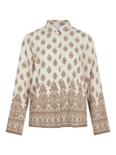 Vila Bluzka "Visilvina" w kolorze beżowym rozmiar: 40. Brązowe bluzki Vila, bez wzorów, bez kołnierzyka, bez ramiączek. Za 139.95 zł.