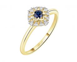 Pierścionek z żółtego złota z diamentami i szafirem - próba 585. Żółte pierścionki Apart, z diamentem, złote. Za 2,259.00 zł.