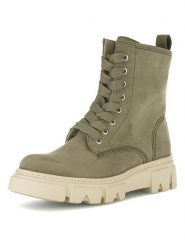 Gabor Skórzane botki w kolorze khaki rozmiar: 38,5. Brązowe botki Gabor, bez wzorów, z nubiku, bez obcasa, bez zapięcia. Za 316.95 zł.