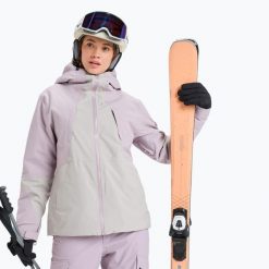 Kurtka snowboardowa damska ROXY Wild Twist. Fioletowe kurtki narciarskie Roxy, l, bez wzorów, z materiału, bez kaptura, snowboardowy, primaloft. Za 1,483.70 zł.