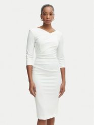 Rinascimento Sukienka koktajlowa CFC0127699003 Biały Slim Fit. Białe sukienki Rinascimento, xs, bez wzorów, z syntetyku, wizytowe, bez kołnierzyka, bez ramiączek. Za 609.99 zł.