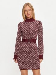 Guess Sukienka dzianinowa Lise W4BK43 Z37K0 Bordowy Regular Fit. Czerwone sukienki Guess, l, z aplikacjami, z dzianiny, bez kołnierzyka, bez ramiączek. Za 259.99 zł.
