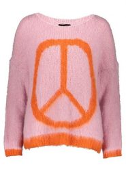 Miss goodlife Sweter "Peace" w kolorze jasnoróżowym rozmiar: M. Różowe swetry miss goodlife, m, bez wzorów, ze splotem, bez ramiączek. Za 202.50 zł.
