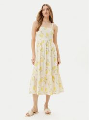 ONLY Sukienka letnia Eve 15350884 Beżowy Regular Fit. Brązowe sukienki Only, na lato, s, bez wzorów, z wiskozy, bez kołnierzyka, bez ramiączek. Za 149.99 zł.