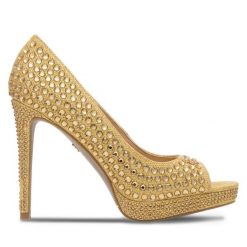 Szpilki Nine West. Żółte sandały Nine West, bez wzorów, bez obcasa, na szpilce, bez zapięcia. Za 223.99 zł.