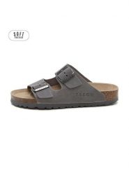 Teegu Skórzane klapki w kolorze szarym rozmiar: 38. Szare klapki teegu, bez wzorów, z otwartym noskiem, bez obcasa. Za 130.99 zł.