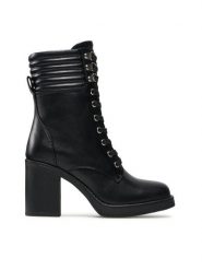 Jenny Fairy Trzewiki WSA20283-01 Czarny. Czarne botki Jenny Fairy, bez wzorów, ze skóry, bez obcasa, na słupku, bez zapięcia. Za 143.99 zł.