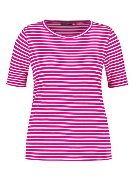 SAMOON Koszulka w kolorze różowo-białym rozmiar: 46. Białe bluzki Samoon, bez wzorów, bez kołnierzyka, bez ramiączek. Za 78.84 zł.